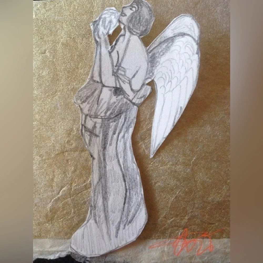 HANDCRAFTED fairy angle art by me as a digital print now wall art comes as print
